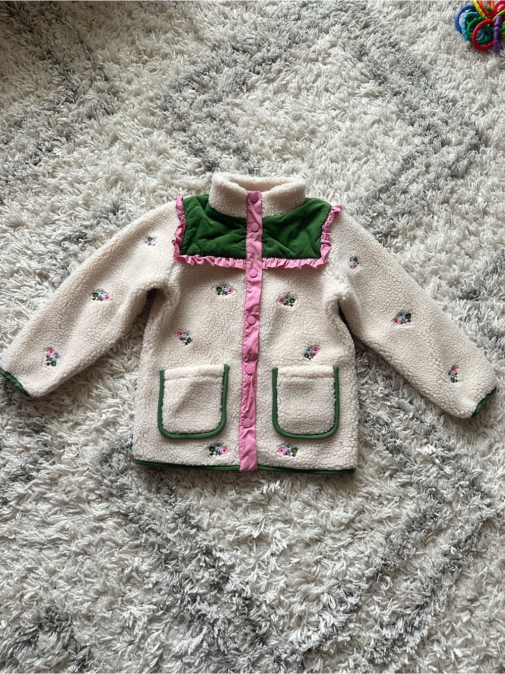 Mini Boden girls Kids' Pretty Mixed Media Jacket size 6-7Y